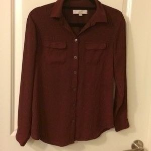 LOFT Button-Down Blouse - Small Petite